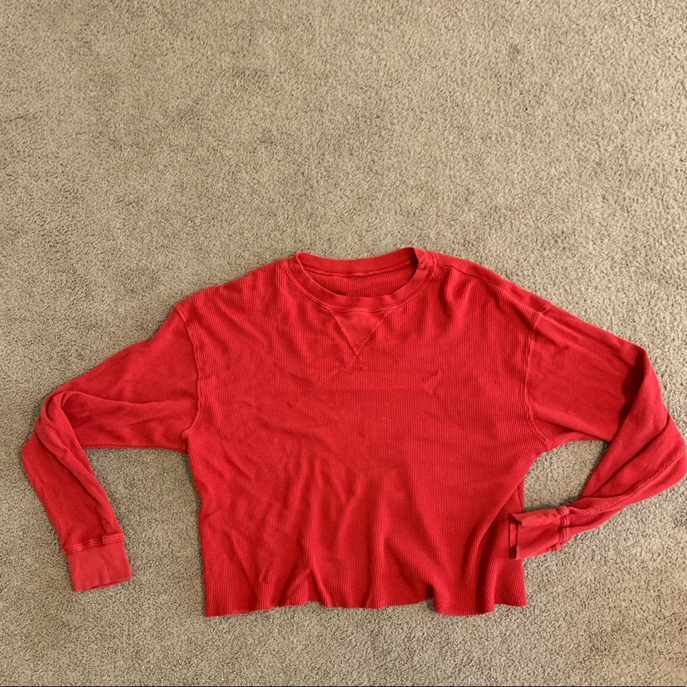 red long sleeve brandy tee
